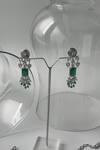 Shop_Studio6 Jewels_Green Stones, Rhinestones Zircon V Neck Choker Set  _at_Aza_Fashions