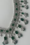 Studio6 Jewels_Green Stones, Rhinestones Zircon V Neck Choker Set  _Online_at_Aza_Fashions