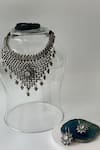 Buy_Studio6 Jewels_Gray Stones Oxidised Floral Necklace And Earring Set _at_Aza_Fashions
