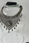 Buy_Studio6 Jewels_Gray Stones Oxidised Floral Necklace And Earring Set _Online_at_Aza_Fashions