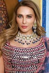 Buy_Studio6 Jewels_Multi Color Stones, Beads Bougainvillea Kundan Necklace Set _at_Aza_Fashions