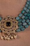 Studio6 Jewels_Blue Stones, Pearls Turquoise Tumblers Necklace And Earrings Set _Online_at_Aza_Fashions