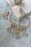 Buy_Studio6 Jewels_Multi Color Stones Pastel Kundan Necklace And Earrings Set _at_Aza_Fashions