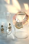 Buy_Studio6 Jewels_Pink Stones Pastel Kundan Necklace And Earrings Set _at_Aza_Fashions