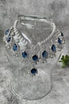Shop_Studio6 Jewels_Blue Stone Zircon Necklace And Earring Set _at_Aza_Fashions