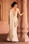 Shop_SAANJH BY LEA_Gold One Shoulder Designer Pre-draped Saree Set _at_Aza_Fashions