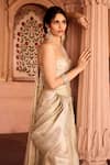 Shop_SAANJH BY LEA_Gold One Shoulder Designer Pre-draped Saree Set 