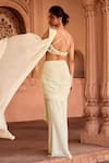 Shop_SAANJH BY LEA_Green Georgette Embroidery Halter Neck Pastel Pre-draped Saree Set _at_Aza_Fashions