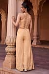 Shop_SAANJH BY LEA_Orange Georgette Sequins Square Neck Buff Kurta Set _at_Aza_Fashions