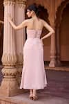 SAANJH BY LEA_Pink Satin Pearls, Embroidery Sweetheart Neck Baby Skirt Set _at_Aza_Fashions