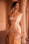 SAANJH BY LEA_Gold Banarasi Pre-draped Saree _Online_at_Aza_Fashions