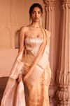 Shop_SAANJH BY LEA_Gold Banarasi Pre-draped Saree _Online_at_Aza_Fashions