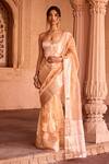 Buy_SAANJH BY LEA_Gold Banarasi Pre-draped Saree _at_Aza_Fashions