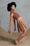 Shop_Coeur_Brown Cotton, Net High Neck Knitted Skirt Set _Online_at_Aza_Fashions