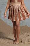 Buy_Coeur_Brown Cotton, Net High Neck Knitted Skirt Set 