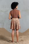 Shop_Coeur_Brown Cotton, Net High Neck Knitted Skirt Set _at_Aza_Fashions