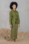 Buy_Coeur_Green Cotton, Net Embroidery Collared Knitted Skirt Set _Online_at_Aza_Fashions
