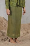 Shop_Coeur_Green Cotton, Net Embroidery Collared Knitted Skirt Set _Online_at_Aza_Fashions
