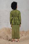 Shop_Coeur_Green Cotton, Net Embroidery Collared Knitted Skirt Set _at_Aza_Fashions