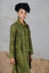 Coeur_Green Embroidery Collared Shirt Pant Set _at_Aza_Fashions