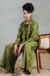 Shop_Coeur_Green Embroidery Collared Shirt Pant Set 