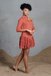 Coeur_Orange Cotton Applique High Neck Padded Organic Dress _Online
