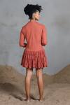 Shop_Coeur_Orange Cotton Applique High Neck Padded Organic Dress _at_Aza_Fashions