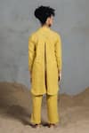 Shop_Coeur_Yellow Cotton Embroidery Collared Organic Kurta Set _at_Aza_Fashions