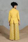 Shop_Coeur_Yellow Embroidery Collared Organic Cotton Pant Set _at_Aza_Fashions