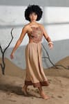 Buy_Coeur_Brown Beads, Embroidery Organic Cotton Crepe Midi Dress _Online_at_Aza_Fashions