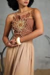 Shop_Coeur_Brown Beads, Embroidery Organic Cotton Crepe Midi Dress _Online_at_Aza_Fashions
