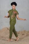 Buy_Coeur_Green Embroidery High Neck Cotton Knitted Net Pant Set 