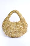 Shop_Clutch'D_Gold Beads, Pearls Beaded Floral Handbag _Online_at_Aza_Fashions