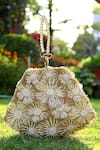 Clutch'D_Gold Beads, Stones Beaded Floral Handbag _Online_at_Aza_Fashions
