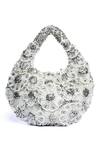 Clutch'D_Silver Beads Floral Designer Handbag _Online_at_Aza_Fashions
