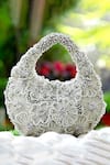 Shop_Clutch'D_Silver Beads Floral Designer Handbag _at_Aza_Fashions