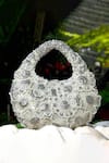 Clutch'D_Silver Beads Floral Designer Handbag _at_Aza_Fashions