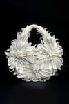 Shop_Clutch'D_Ivory Beads, Pearls Floral Beaded Handbag _at_Aza_Fashions