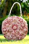 Buy_Clutch'D_Pink Beads, Sequins, Pearls Embellished Floral Handbag _at_Aza_Fashions