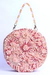 Buy_Clutch'D_Pink Beads, Sequins, Pearls Embellished Floral Handbag _Online_at_Aza_Fashions