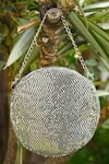 Buy_Clutch'D_Silver Metal Cube Designer Bag _at_Aza_Fashions