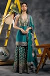 Buy_Vandana Sethi_Green Silk Gota Patti Halter Neck Rama Kurta Set _at_Aza_Fashions
