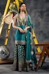 Buy_Vandana Sethi_Green Silk Gota Patti Halter Neck Rama Kurta Set _Online_at_Aza_Fashions