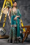 Shop_Vandana Sethi_Green Silk Gota Patti Halter Neck Rama Kurta Set _Online_at_Aza_Fashions