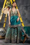 Buy_Vandana Sethi_Green Silk Gota Patti Halter Neck Rama Kurta Set 