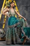 Vandana Sethi_Green Silk Gota Patti Halter Neck Rama Kurta Set _Online