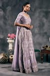 Buy_Vandana Sethi_Lavender Denim, Silk Mirrors V-neck Embroidered Sharara Set _Online_at_Aza_Fashions