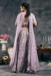 Vandana Sethi_Lavender Denim, Silk Mirrors V-neck Embroidered Sharara Set _Online_at_Aza_Fashions