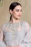 Shop_BHAIRAVI JAIKISHAN_Gray Grey Organza Jacquard Kurta Set 