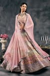 Buy_Vandana Sethi_Multi Color Silk Mirrors, Embroidery Round Neck Multi-color Lehenga Set _Online_at_Aza_Fashions